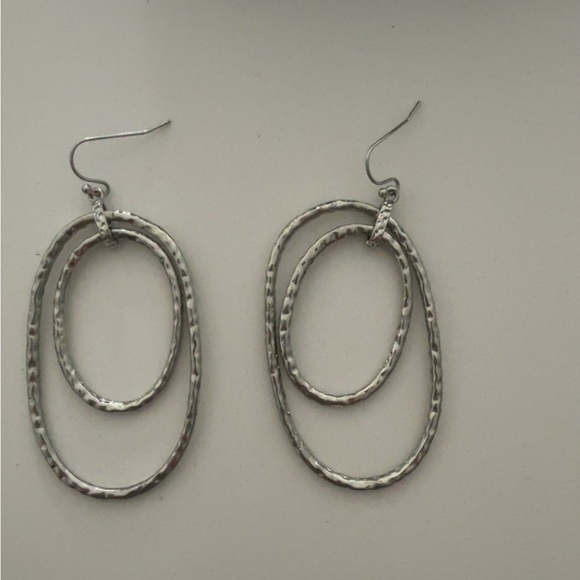 unbranded Jewelry - Silver Textured Double Oval Earrings